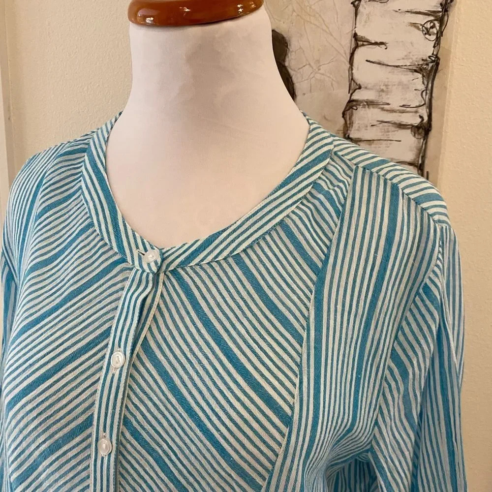 Erika Aquaria Staccato Turquoise Striped Blouse - Picture 4 of 8